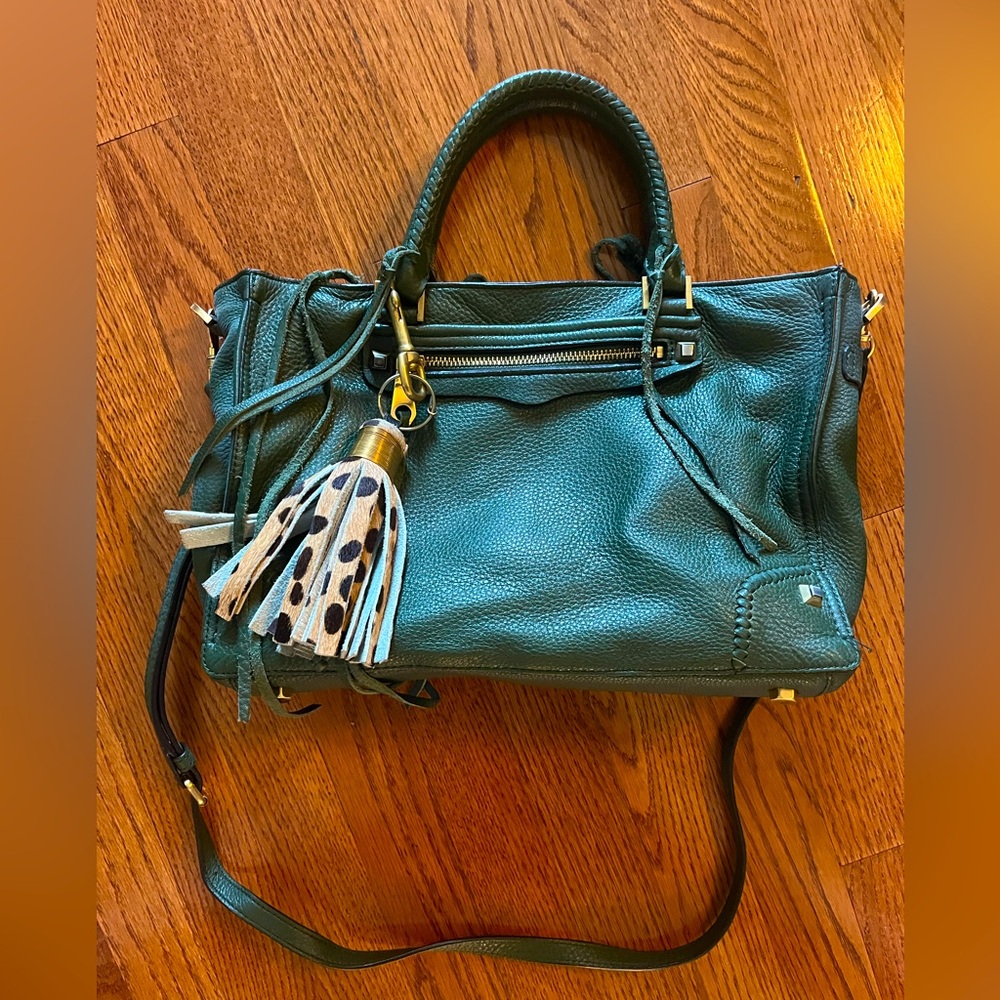 Authentic Rebecca Minkoff Regan Satchel Dark Green Leather